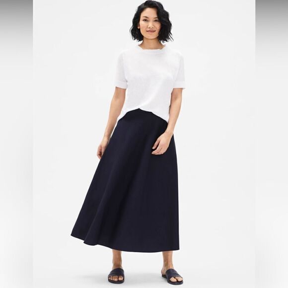 Eileen Fisher Organic Cotton Stretch Poplin Skirt - Picture 3 of 7